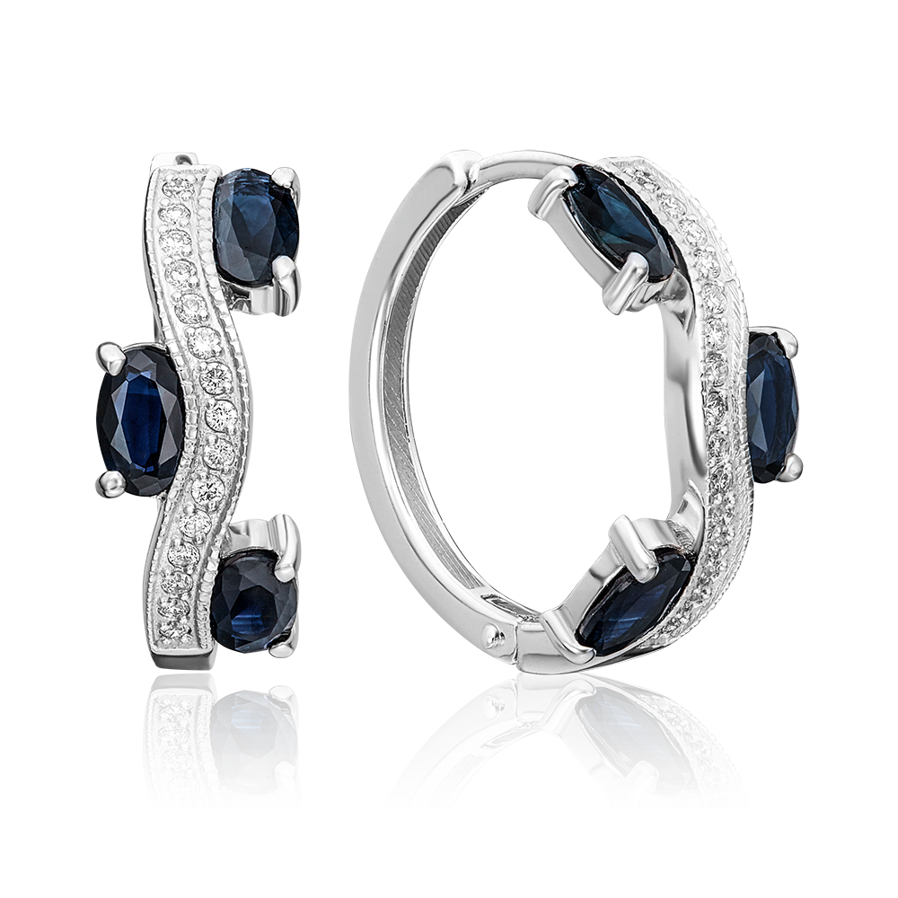 Серьги из белого золота с сапфирами и бриллиантами 02-4848-00-105-1120-30