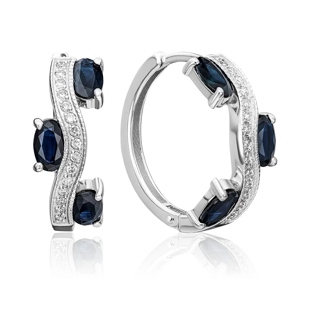 Серьги из белого золота с сапфирами и бриллиантами 02-4848-00-105-1120-30