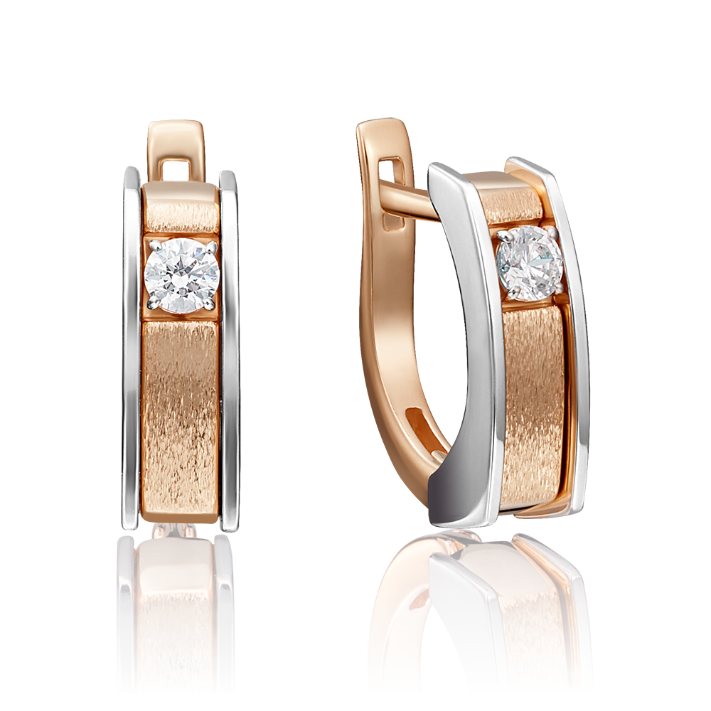 Серьги с английским замком из комбинированного золота с бриллиантом 02-4119-00-101-1111-30