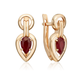 Серьги с английским замком из красного золота с рубином 02-5467-00-104-1110