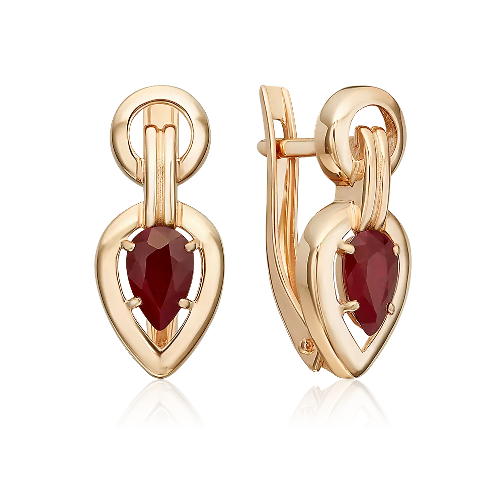 Серьги с английским замком из красного золота с рубином 02-5467-00-104-1110