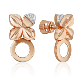 Серьги-пусеты из комбинированного золота с бриллиантами 02-4984-00-101-1111