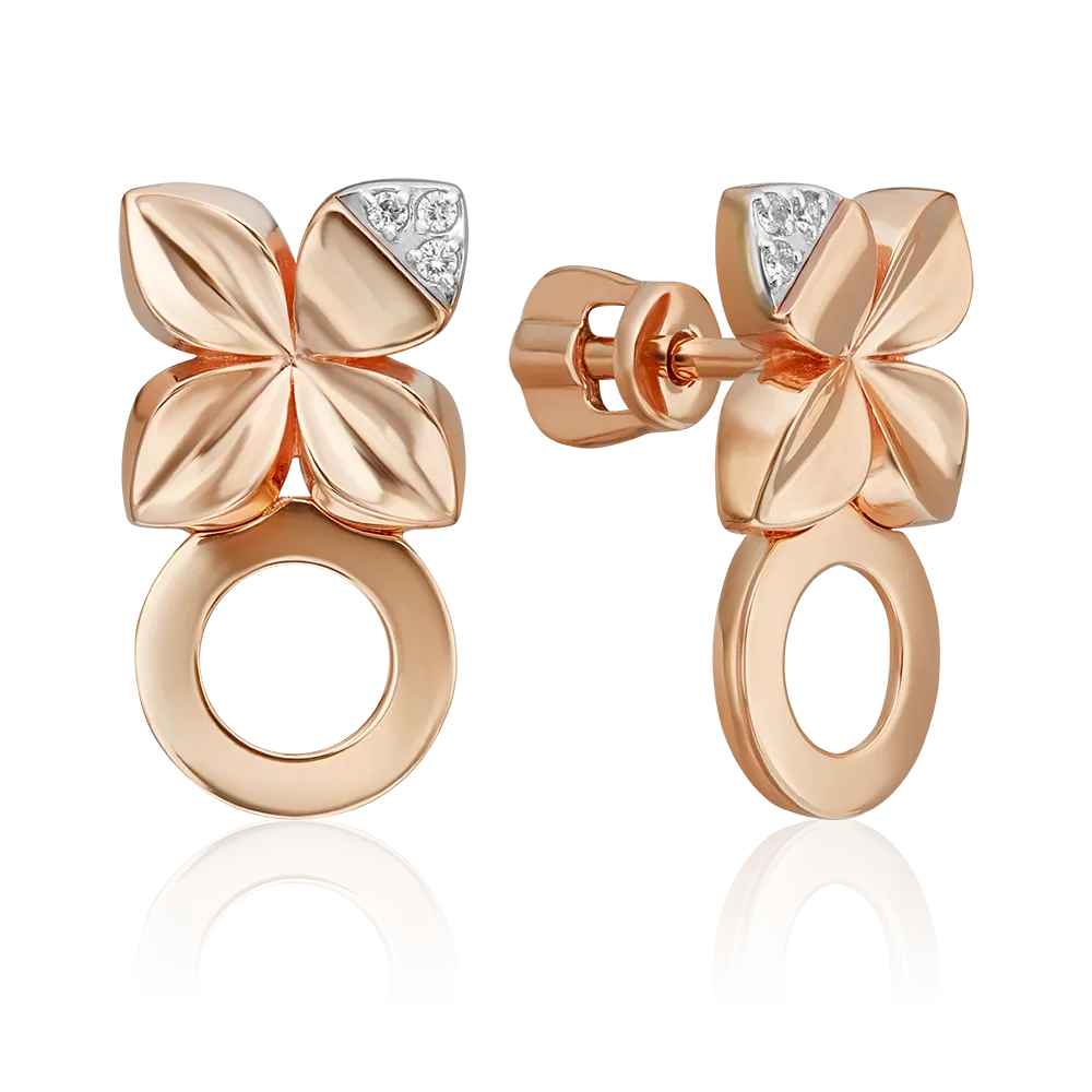 Серьги-пусеты из комбинированного золота с бриллиантами 02-4984-00-101-1111