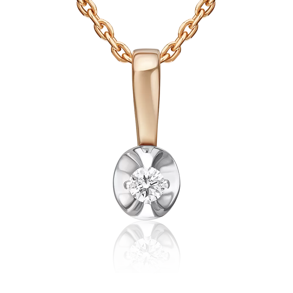 Подвеска из комбинированного золота с бриллиантом 03-3527-00-101-1111