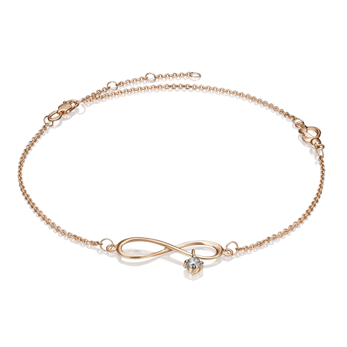 Браслет на ногу «Бесконечность» из красного золота с фианитом 05-0596-01-401-1110-65