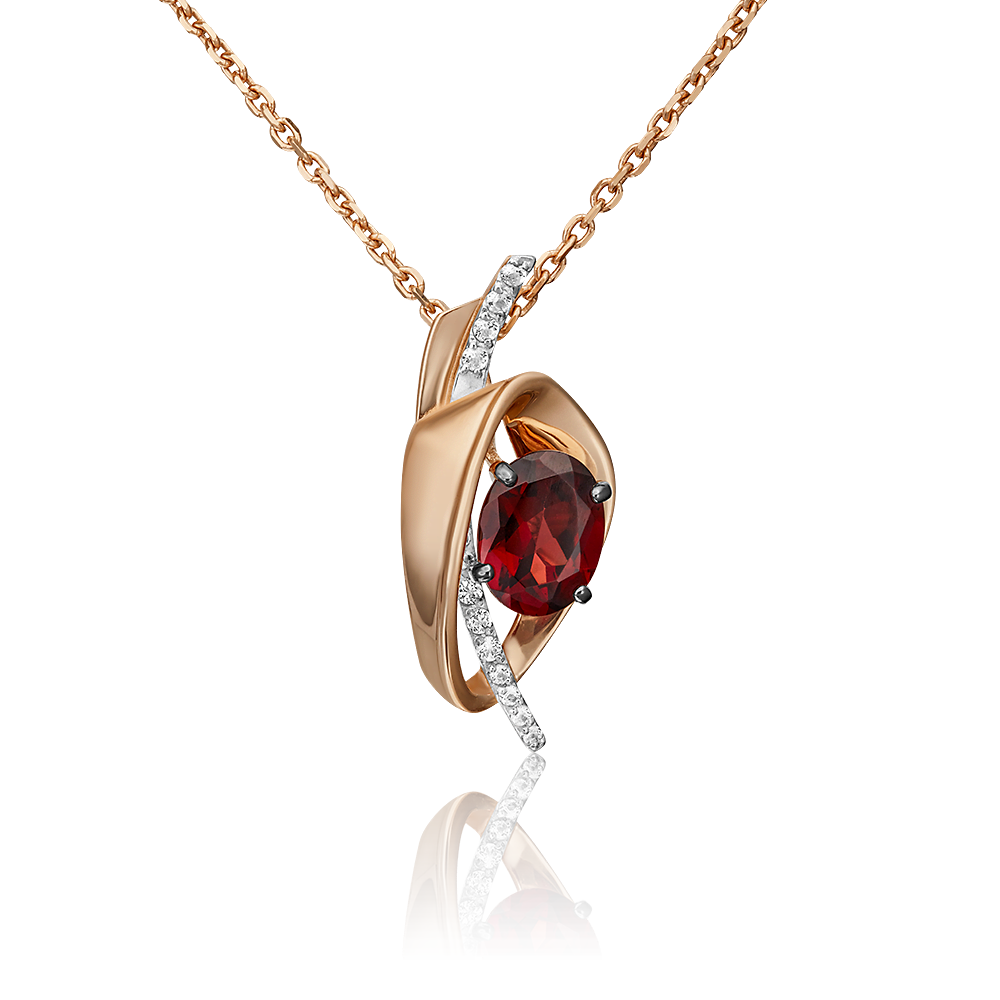 Подвеска из красного золота с гранатом и натуральными топазами white 03-3061-00-264-1110-57