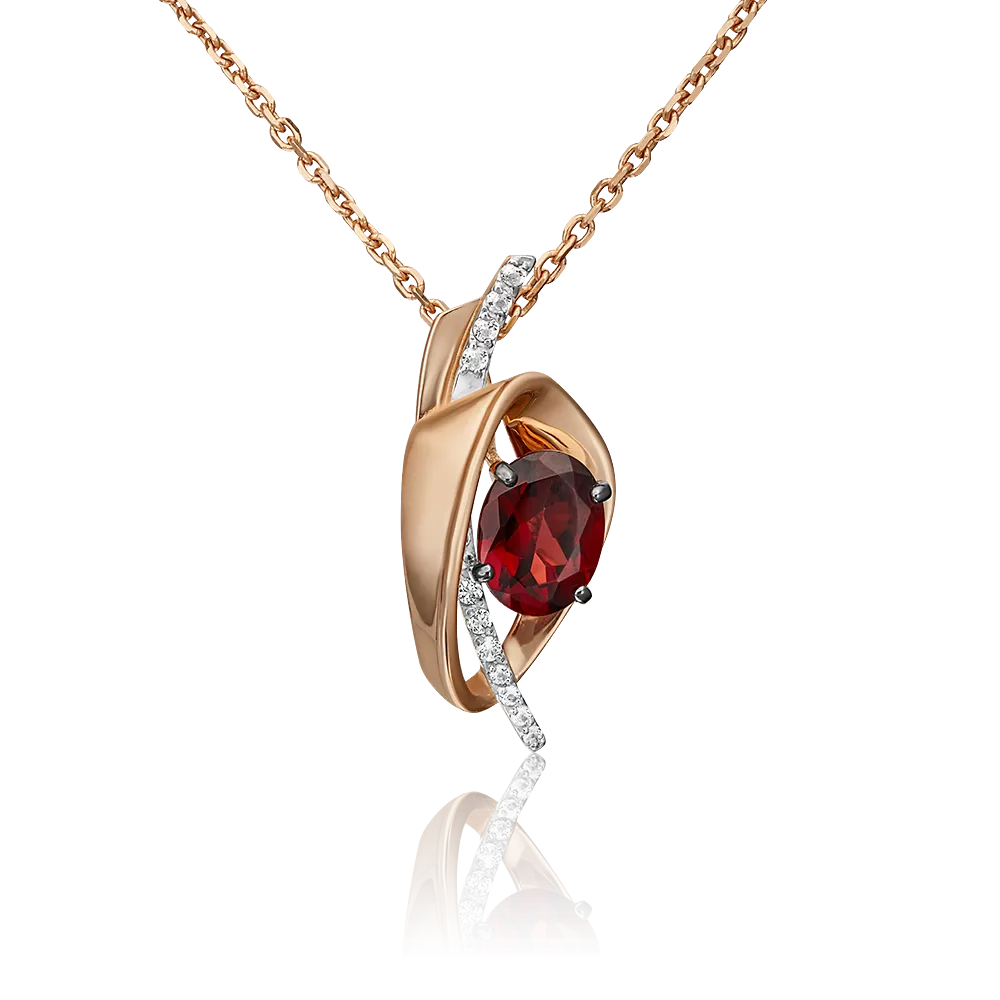 Подвеска из красного золота с гранатом и натуральными топазами white 03-3061-00-264-1110-57