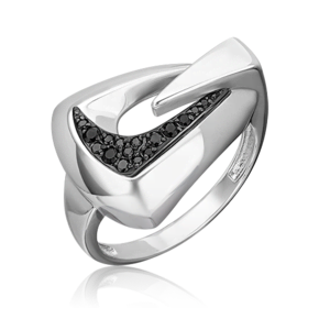 Кольцо из серебра с чёрными фианитами 01-5631-00-402-0200