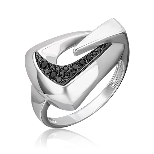 Кольцо из серебра с чёрными фианитами 01-5631-00-402-0200