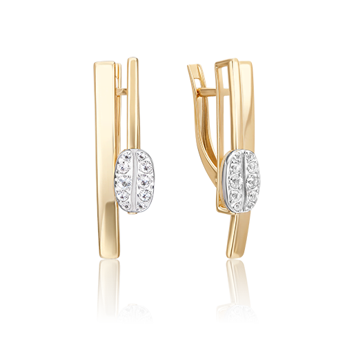 Серьги с английским замком из комбинированного золота с натуральными топазами white 02-4924-00-201-1121