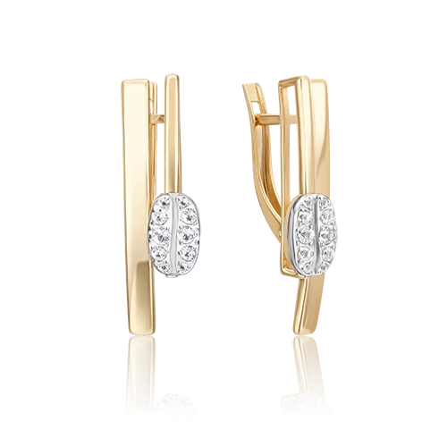 Серьги с английским замком из комбинированного золота с натуральными топазами white 02-4924-00-201-1121