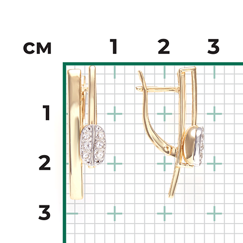 Серьги с английским замком из комбинированного золота с натуральными топазами white 02-4924-00-201-1121
