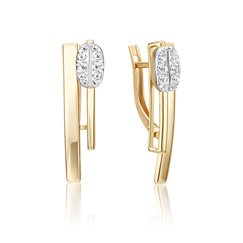 Серьги с английским замком из комбинированного золота с натуральными топазами white 02-4924-00-201-1121