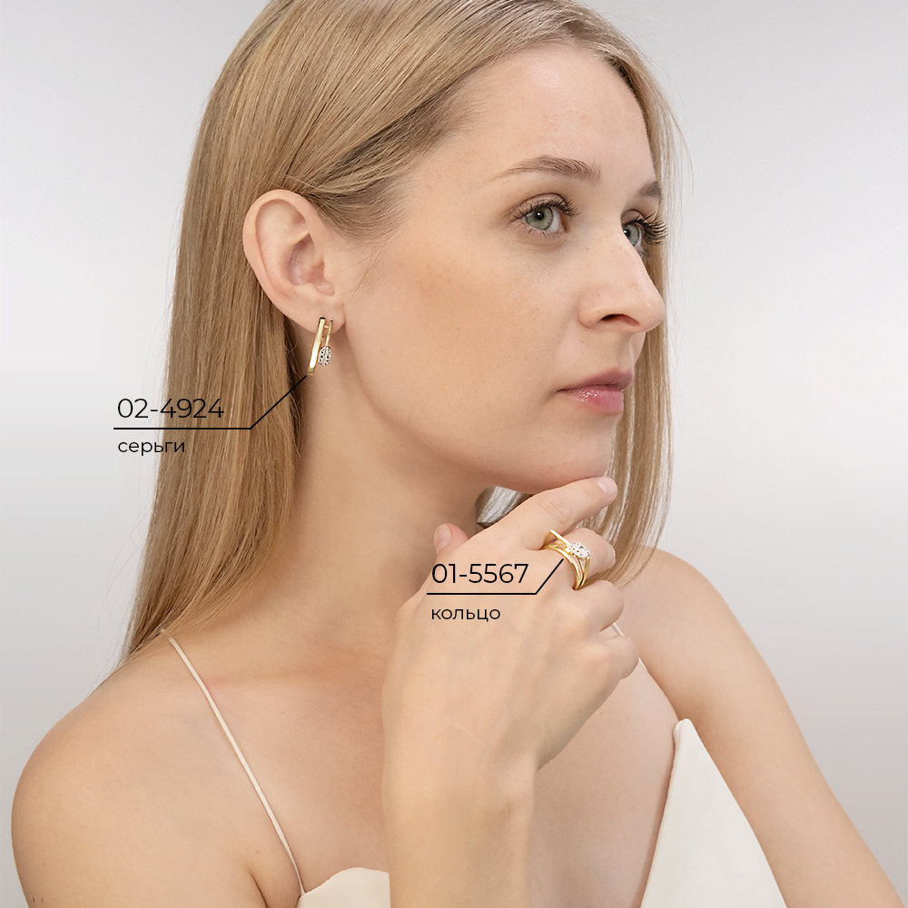 Серьги с английским замком из комбинированного золота с натуральными топазами white 02-4924-00-201-1121