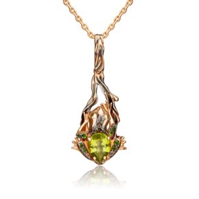 Подвеска «Лягушка» из красного золота с миксом камней 03-3147-00-727-1110-57