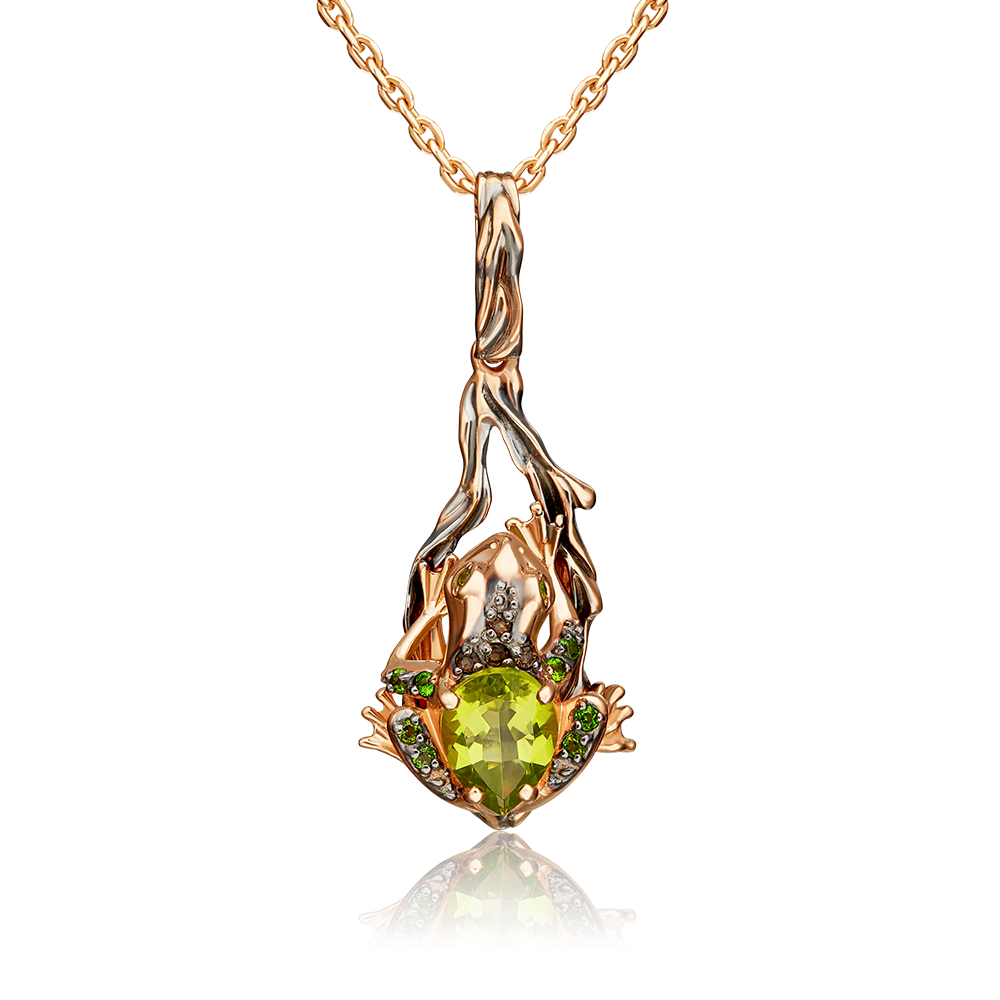 Подвеска «Лягушка» из красного золота с миксом камней 03-3147-00-727-1110-57