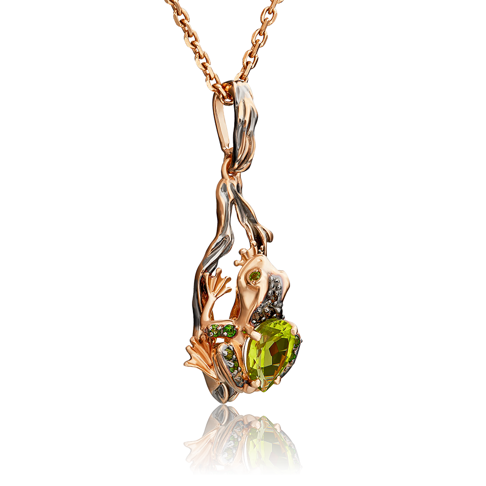 Подвеска «Лягушка» из красного золота с миксом камней 03-3147-00-727-1110-57