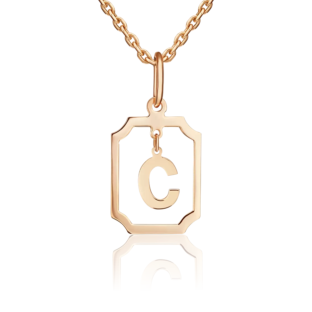 Подвеска «Буква С» из красного золота 03-3642-С-000-1110