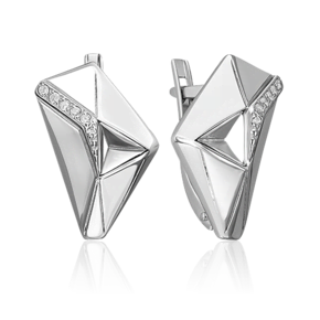 Серьги с английским замком из серебра с фианитами 02-5082-00-401-0200