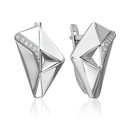 Серьги с английским замком из серебра с фианитами 02-5082-00-401-0200