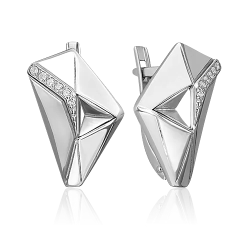 Серьги с английским замком из серебра с фианитами 02-5082-00-401-0200