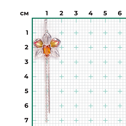 Подвеска «Орхидея» из серебра с цитрином и эмалью 03-3274-00-206-0200-68