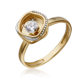 Кольцо из лимонного золота с фианитом 01-5232-00-501-1130-38
