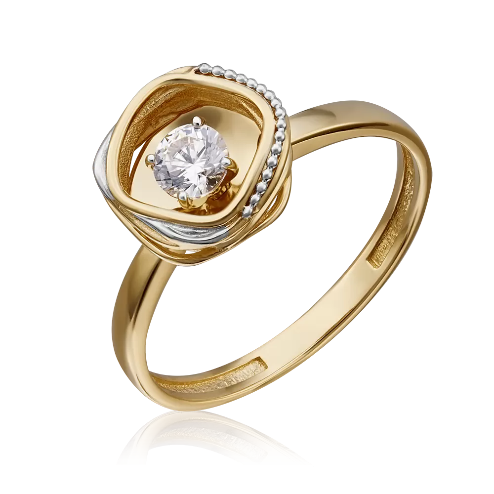 Кольцо из лимонного золота с фианитом 01-5232-00-501-1130-38