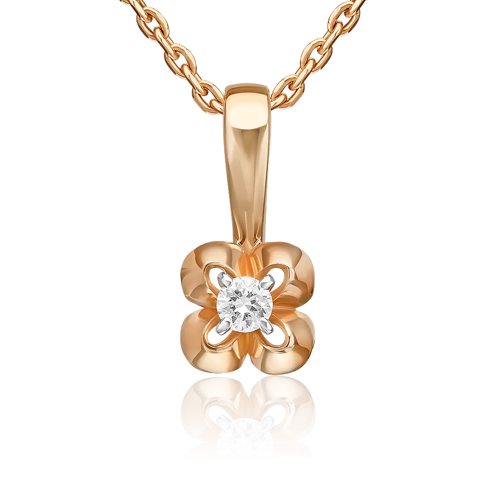 Подвеска из красного золота с бриллиантом 03-3577-00-101-1110