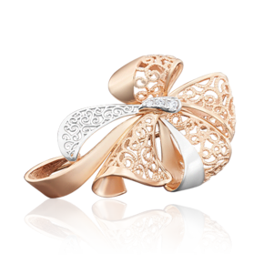 Брошь «Бант» из красного золота с фианитами 04-0171-00-401-1110-48
