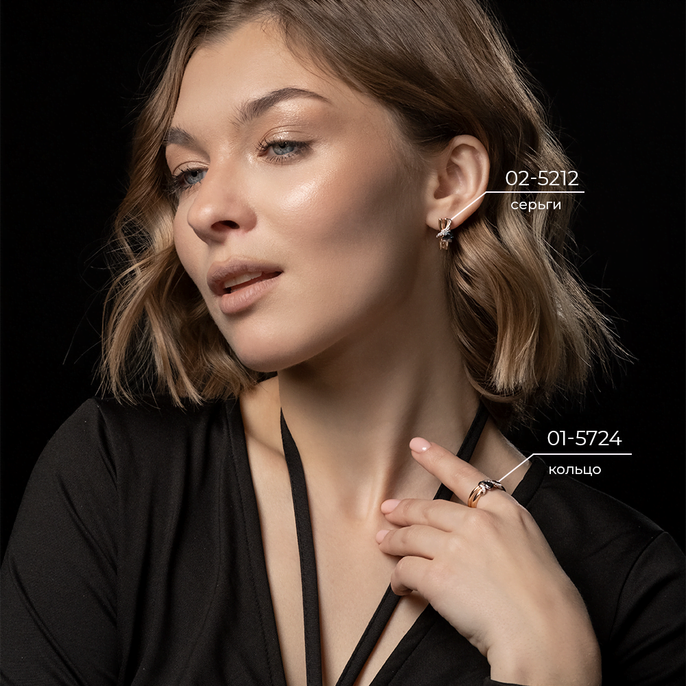 Серьги с английским замком из комбинированного золота с сапфиром и бриллиантами 02-5212-00-105-1111