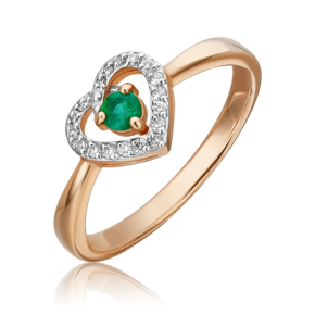 Кольцо из красного золота с изумрудом и бриллиантами 01-5543-00-106-1110-30