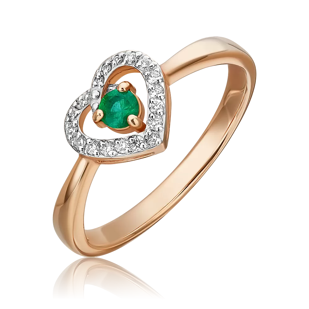 Кольцо из красного золота с изумрудом и бриллиантами 01-5543-00-106-1110-30