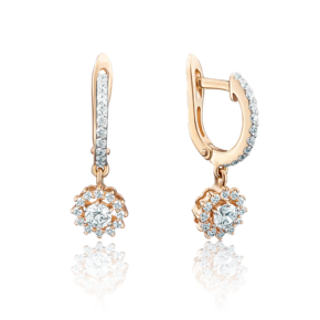 Серьги с английским замком из красного золота с фианитами 02-3408-00-501-1110-38