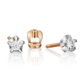 Серьги-пусеты из комбинированного золота с фианитом 02-2080-00-401-1111-03