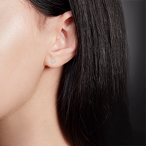 Серьги-пусеты из комбинированного золота с фианитом 02-2080-00-401-1111-03