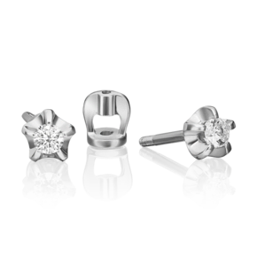 Серьги-пусеты из белого золота с фианитом 02-2081-00-401-1120-03