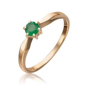 Кольцо из красного золота с изумрудом