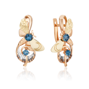 Серьги «Мелодия ночи» с английским замком из комбинированного золота с топазами 02-4861-00-201-1140