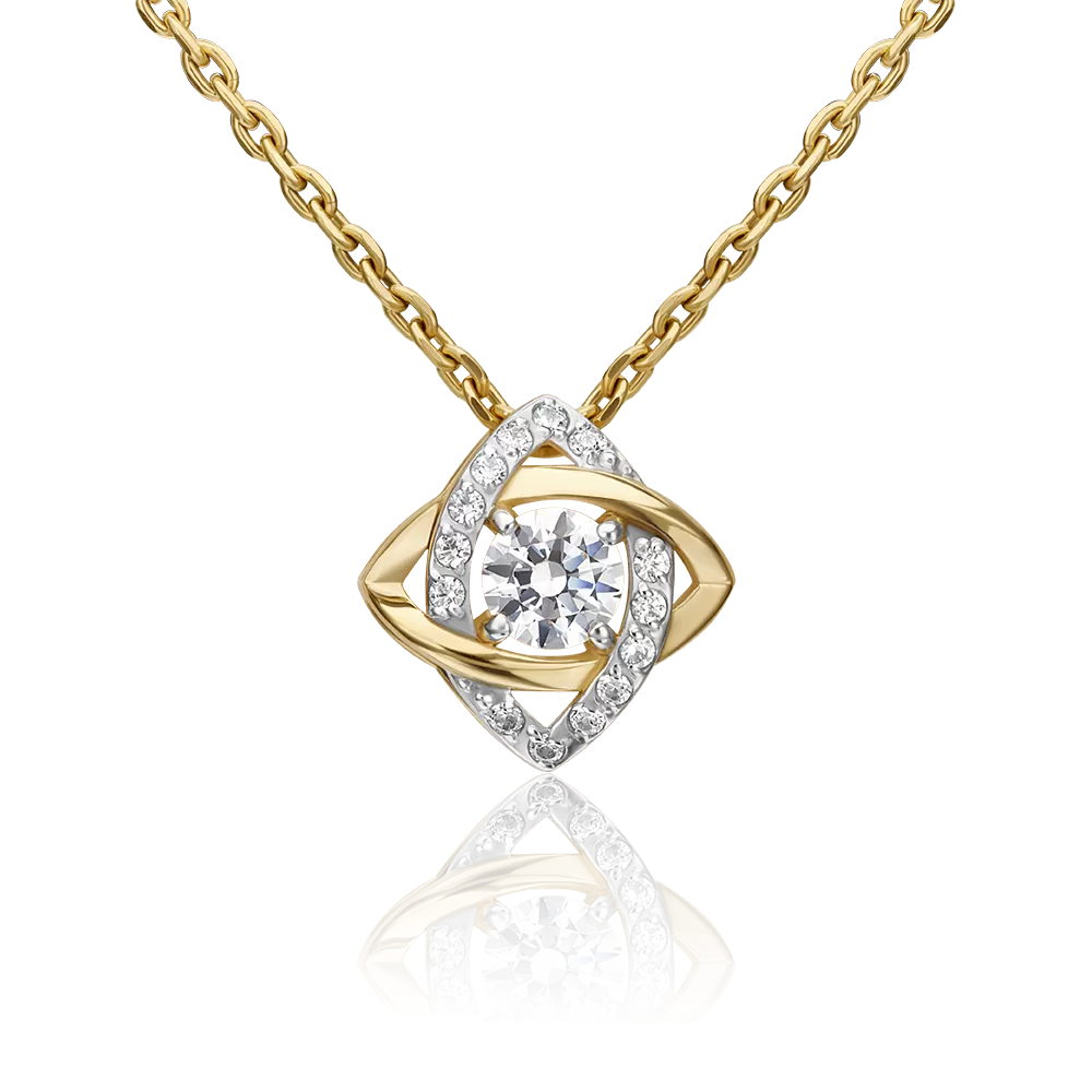 Подвеска-бегунок из лимонного золота с фианитами 03-3004-00-501-1130-38