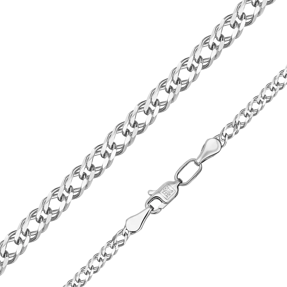 Цепь из белого золота с алмазной гранью (плетение «Двойной ромб») 21-0311-060-1120-17