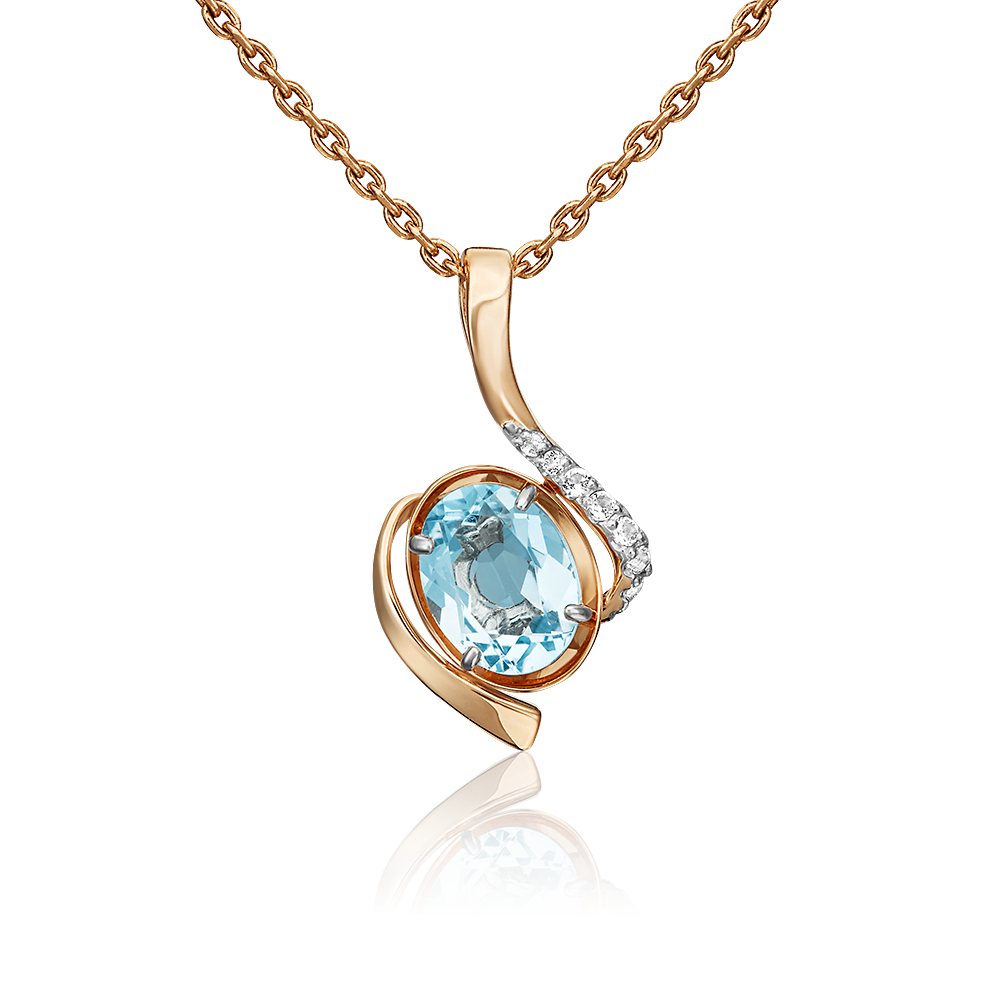 Подвеска из красного золота с топазом и натуральными топазами white 03-3048-00-201-1110-57