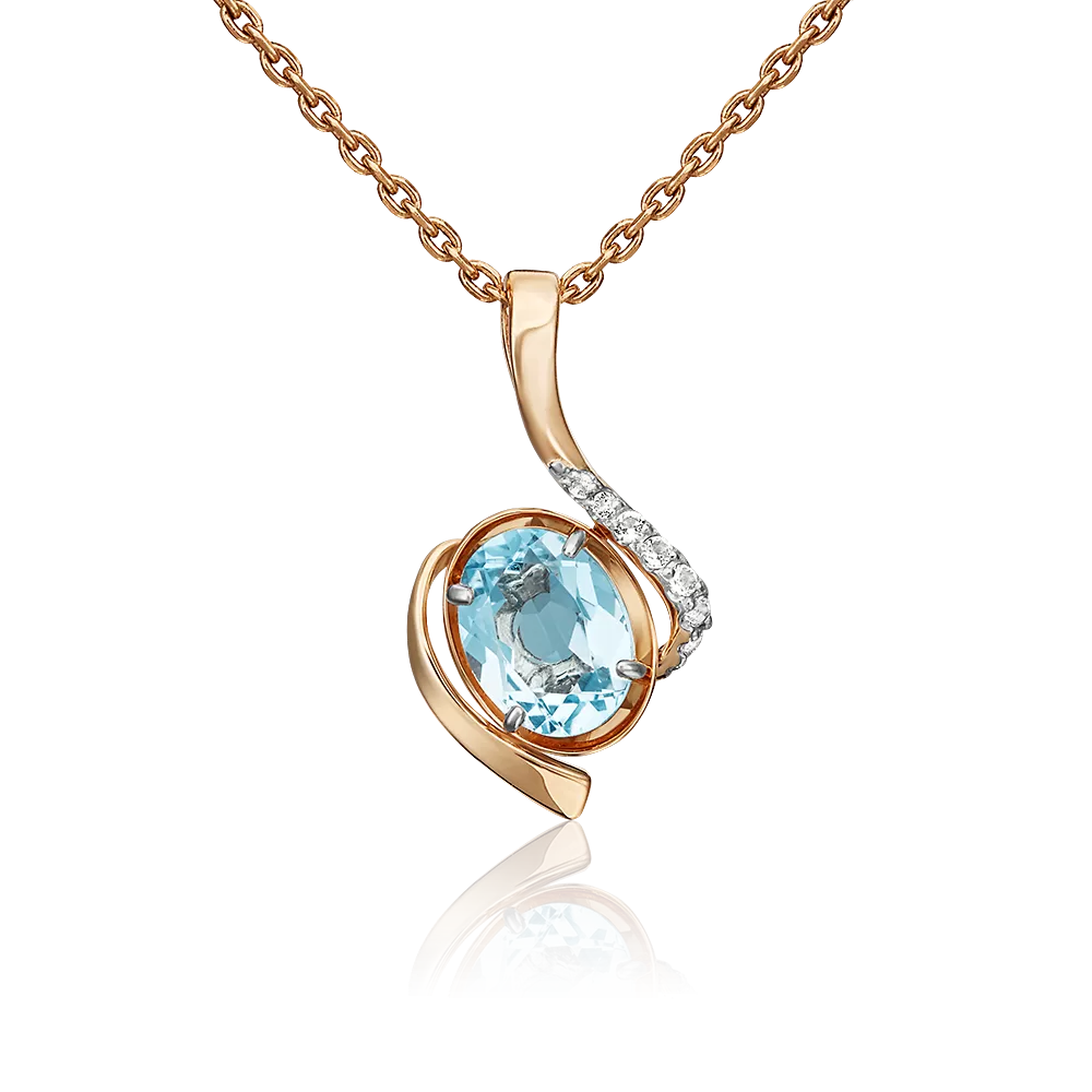 Подвеска из красного золота с топазом и натуральными топазами white 03-3048-00-201-1110-57