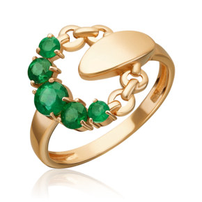 Кольцо из красного золота с изумрудами 01-5864-00-103-1110
