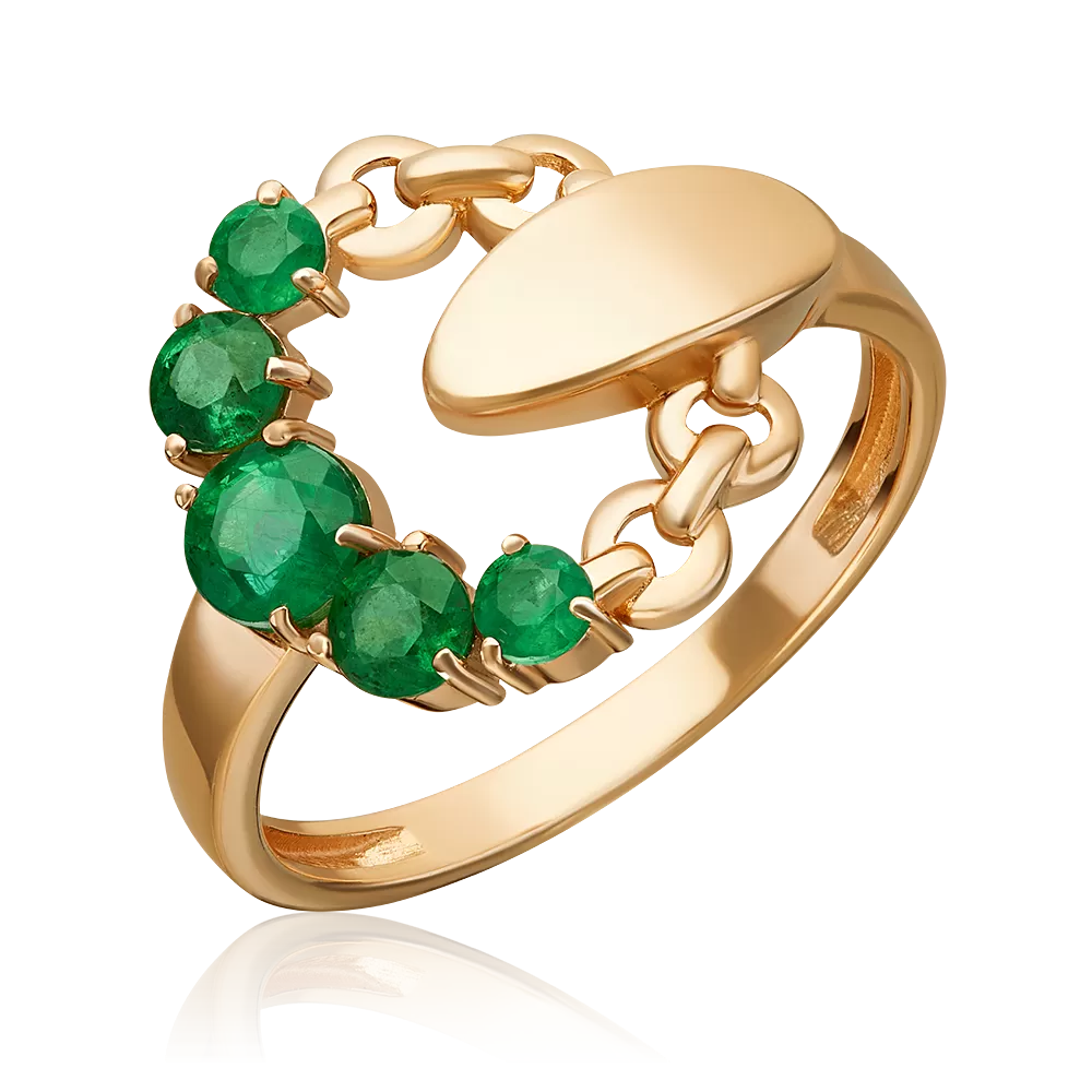 Кольцо из красного золота с изумрудами 01-5864-00-103-1110