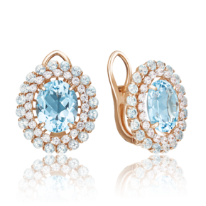 Серьги с английским замком из красного золота с топазами и фианитами 02-3100-00-207-1110-46