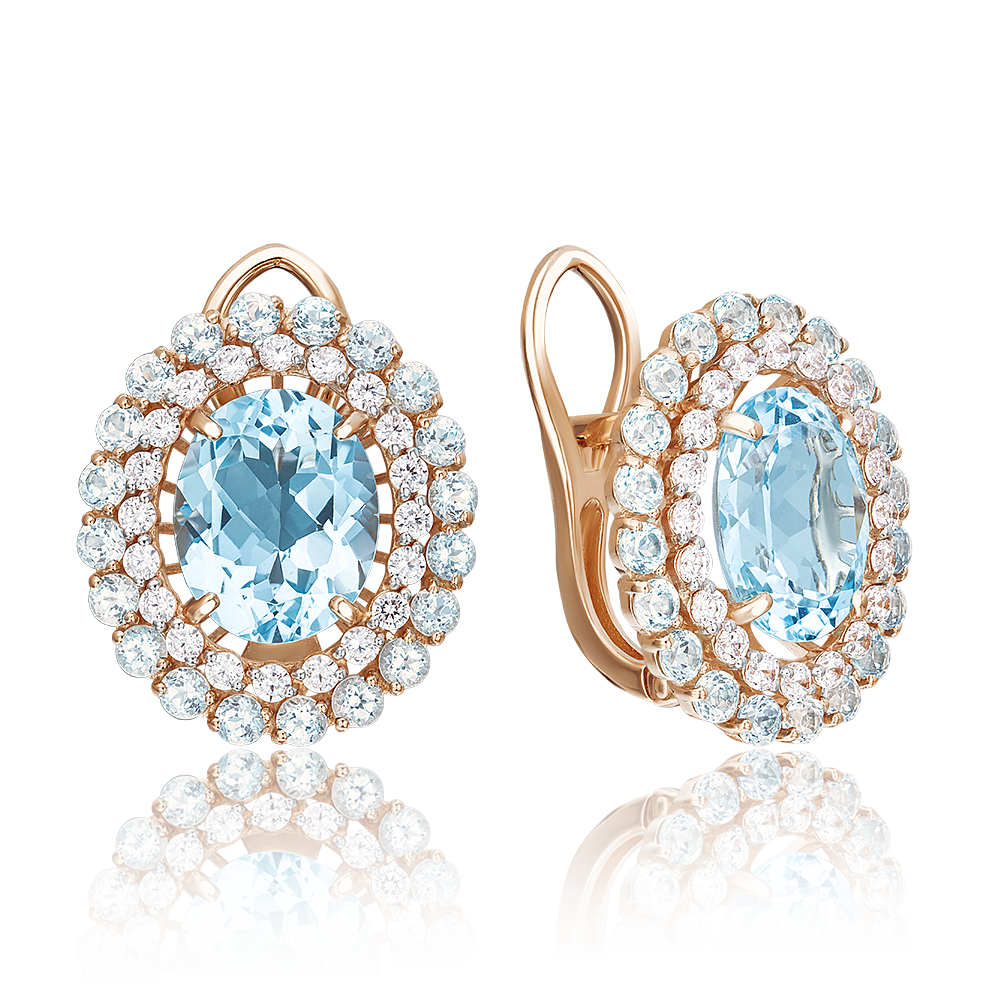 Серьги с английским замком из красного золота с топазами и фианитами 02-3100-00-207-1110-46