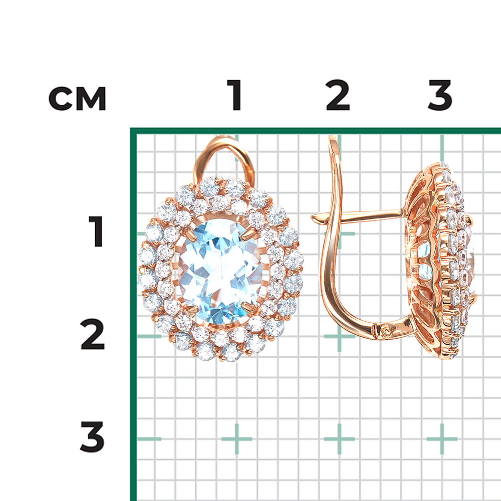 Серьги с английским замком из красного золота с топазами и фианитами 02-3100-00-207-1110-46