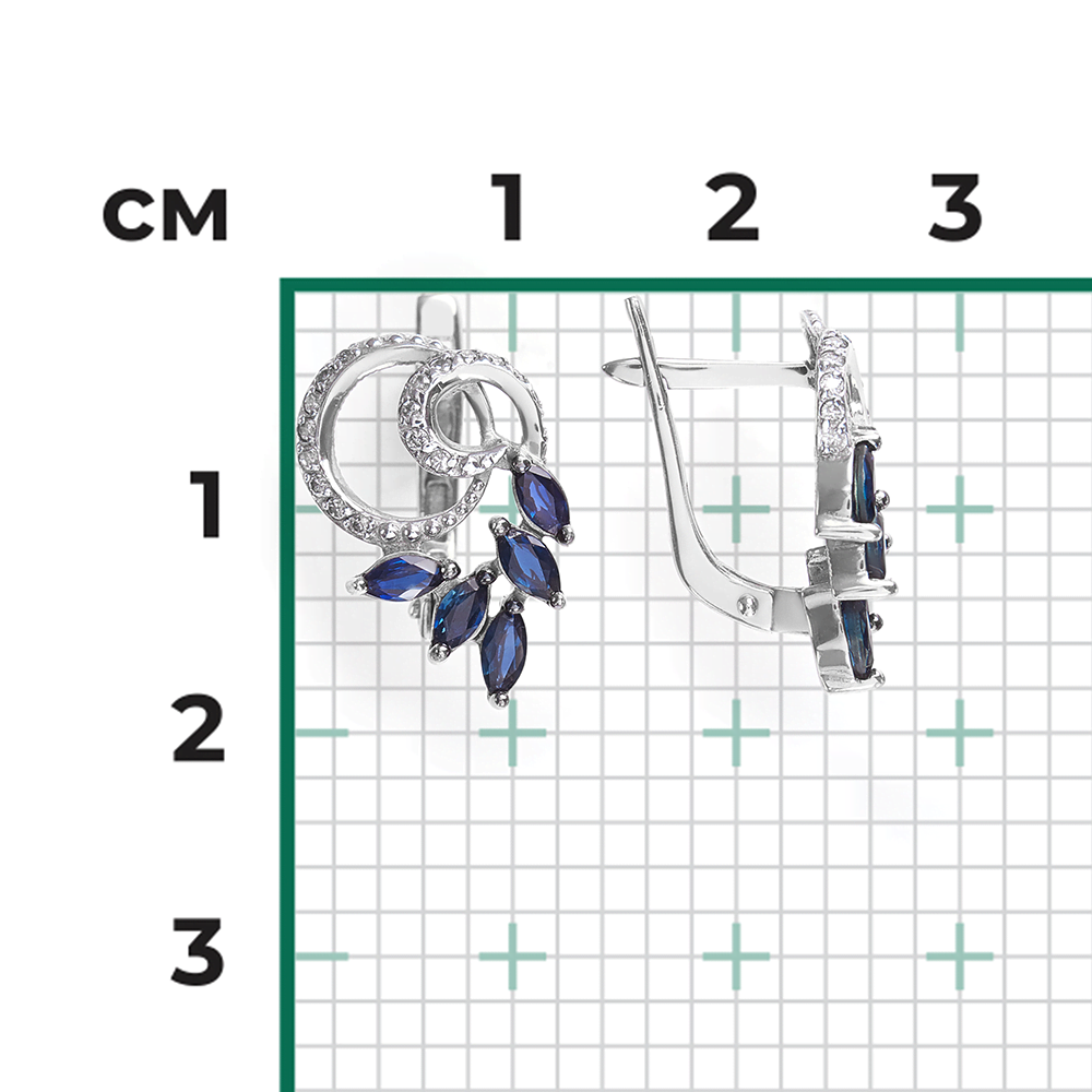 Серьги с английским замком из белого золота с сапфирами и бриллиантами 02-0764-00-105-1120-30