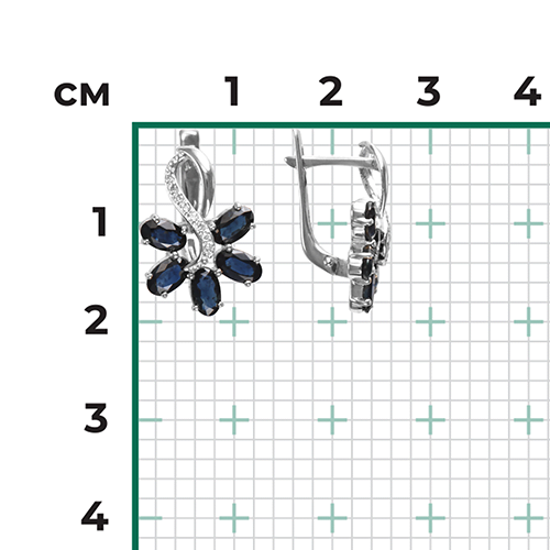 Серьги с английским замком из белого золота с сапфирами и бриллиантами 02-0770-00-105-1120-30